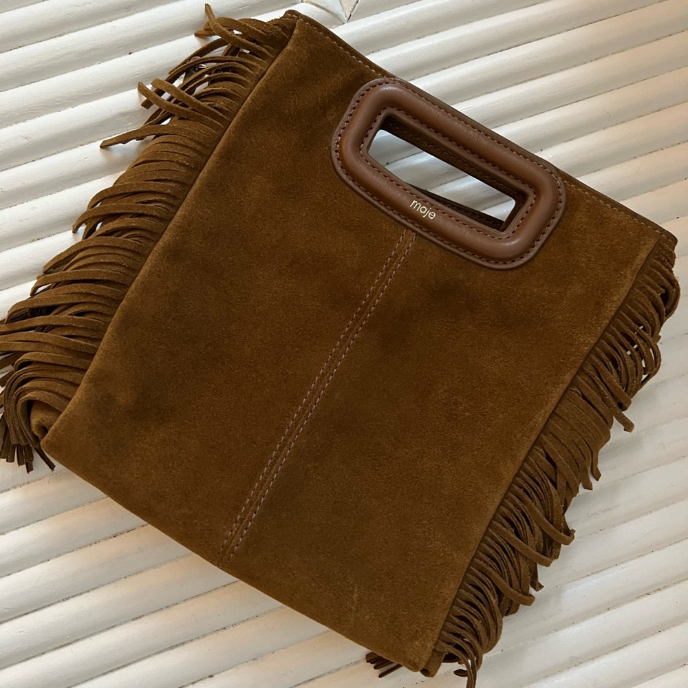 Maje brown suede signature bag